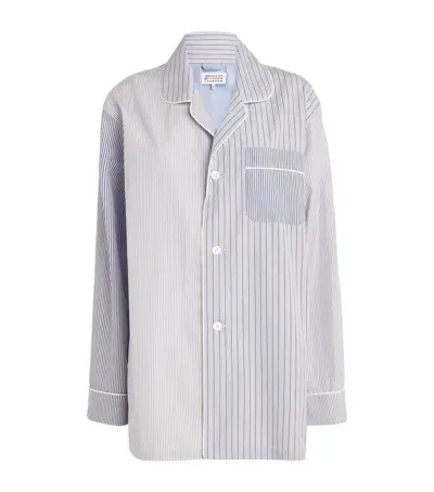 Maison Margiela Striped Pyjama Shirt In Blue