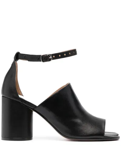 Maison Margiela Tabi 80mm Leather Sandals In Black