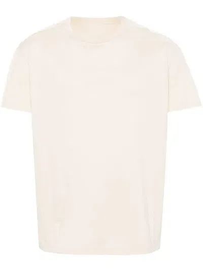 Maison Margiela Logo-embroidered Cotton T-shirt In Neutrals