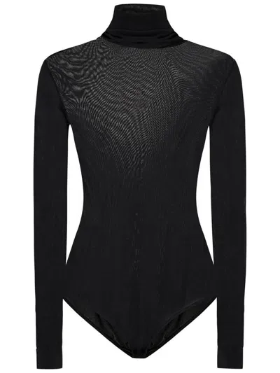 Maison Margiela Viscose Jersey Turtleneck Bodysuit In Black