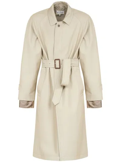 Maison Margiela Layered Belted Trench Coat In Grey