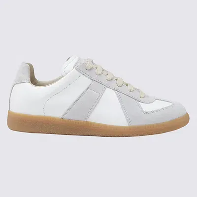 Maison Margiela White Leather Replica Sneakers In Dirty White