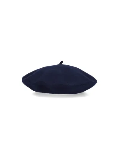 Maison Margiela Wool Beret In Navy Blue