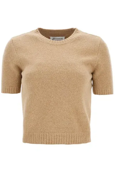 Maison Margiela Wool Crewneck Sweater In Beige