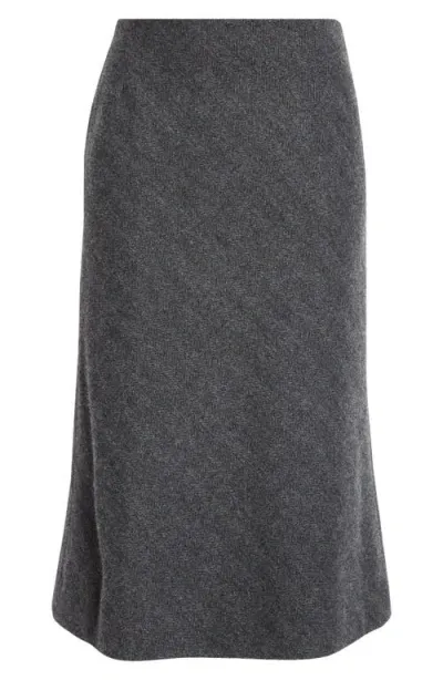 Maison Margiela Wool Herringbone A-line Midi Skirt In Dark Grey