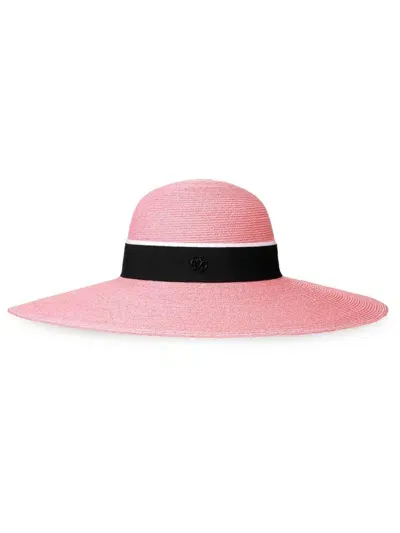 Maison Michel Blache Straw Capeline Hat In Pink