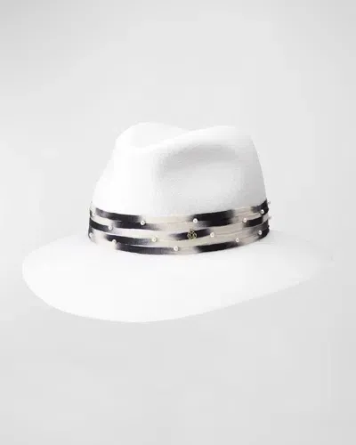 Maison Michel Henrietta Felt Fedora With Pearly Tie-dye Band In Snow White