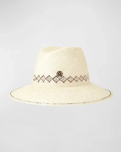 Maison Michel Kate Brisa Straw Fedora In Natural Multi