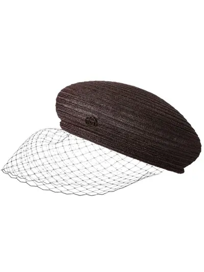 Maison Michel New Bonnie Veil Beret In Brown