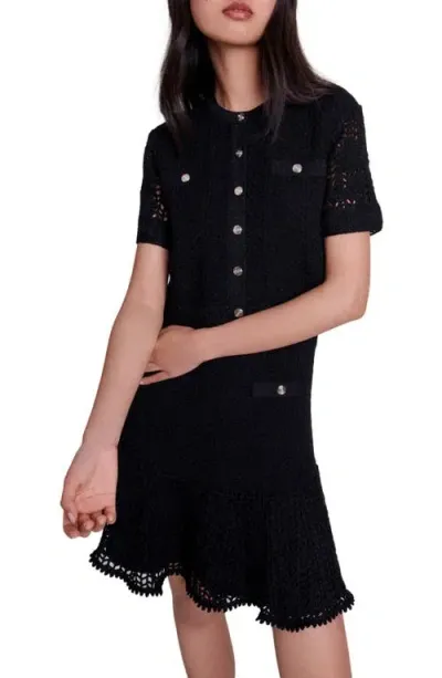 Maje Lurex Tiered Minidress In Black