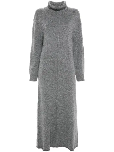 Maje Cashmere Maxi Dress In Gray