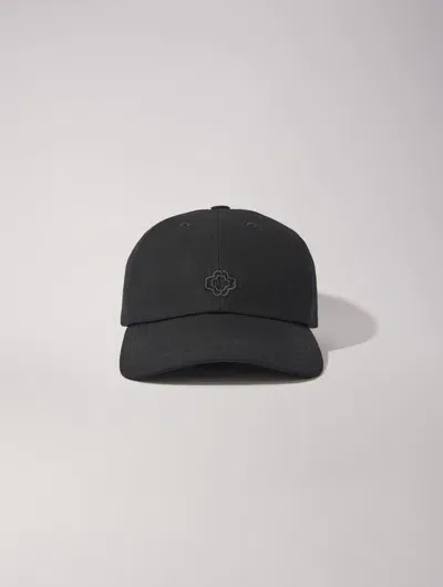 Maje Cotton Cap With Gold-tone Buckle In Noir