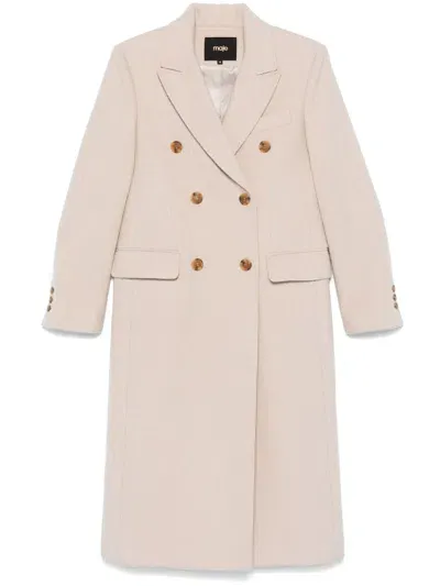 Maje Double-breasted Coat In Pink