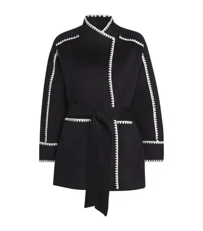 Maje Double-faced Cropped Gicolori Jacket In Black