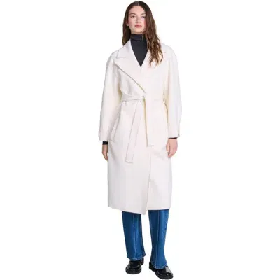 Maje Double-faced Mid-length Coat In Ecru