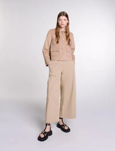 Maje Double-sided Jacket In Camel