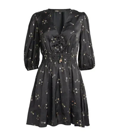 Maje Floral-sequinned A-line Minidress In Black