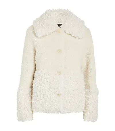 Maje Faux-fur Collared Coat In White