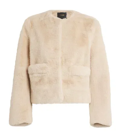 Maje Faux Fur Vifanito Jacket In Neutral