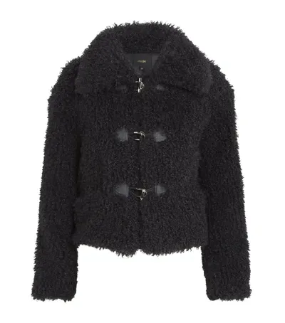 Maje Faux-shearling Cropped Jacket In Black