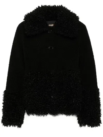 Maje Faux-shearling Jacket In Black