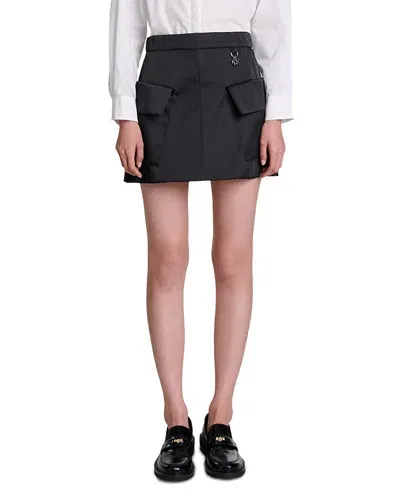 Maje Scuba Jersey Mini Skirt In Black