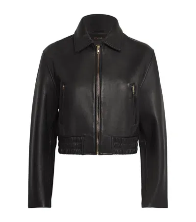 Maje Leather Biker Jacket In Black