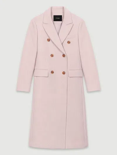 Maje Long Lined Coat In Pink