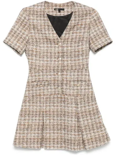 Maje Lurex-detail Mini Dress In Brown