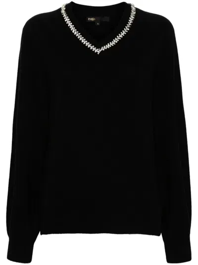 Maje Rhinestone-embellished Sweater In Noir / Gris