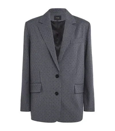 Maje Rhinestone Pinstripe Blazer In Black