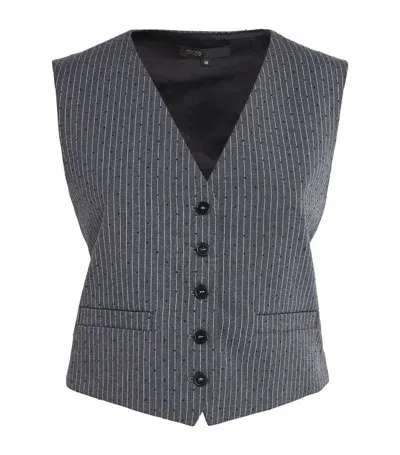 Maje Rhinestone-embellished Pinstripe Waistcoat In Grey