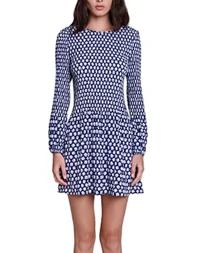 Maje Clover-print Mini Dress In Clover Navy