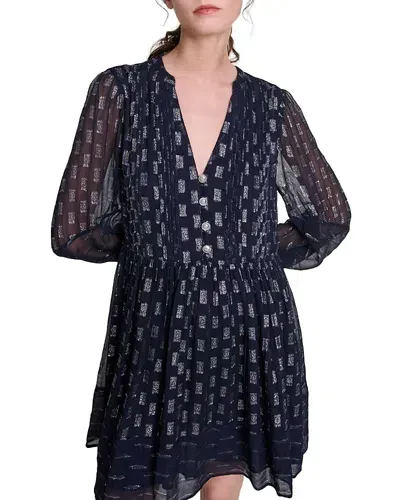 Maje Romaina Button Front Dress In Navy