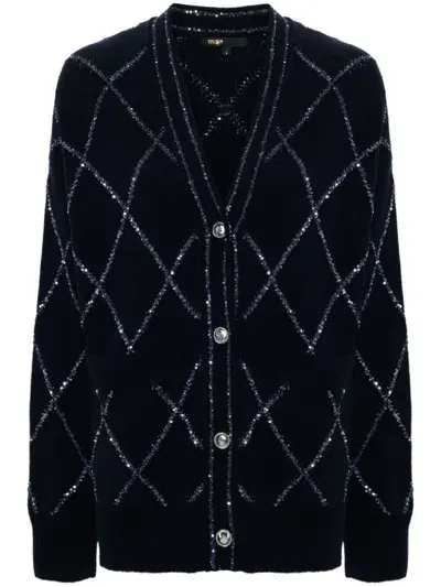 Maje Cardigan Mit Pailletten In Marine