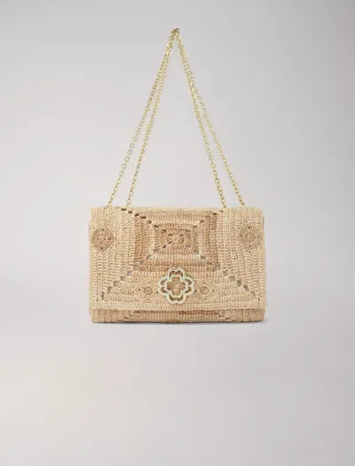 Maje Handmade Raffia Clover Bag In Beige