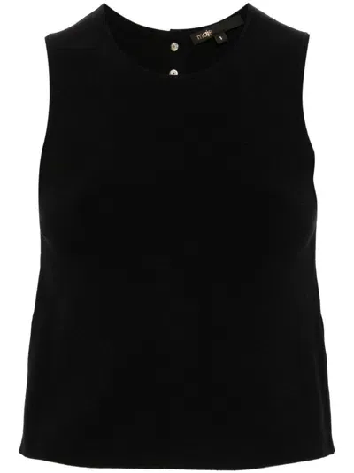 Maje Sleeveless Knitted Top In Black