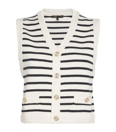 Maje Striped Cropped Vest In White