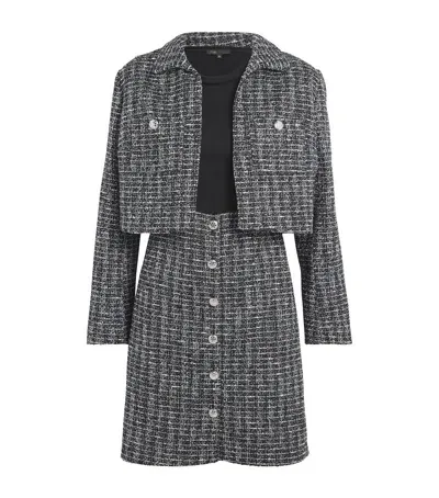 Maje Tweed Jacket And Mini Skirt Set In Gray