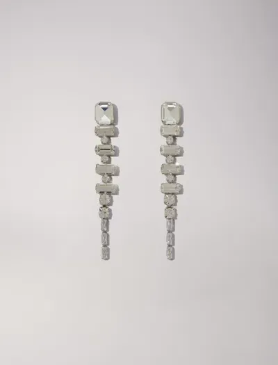 Maje Cascade Diamanté Earrings In Silver