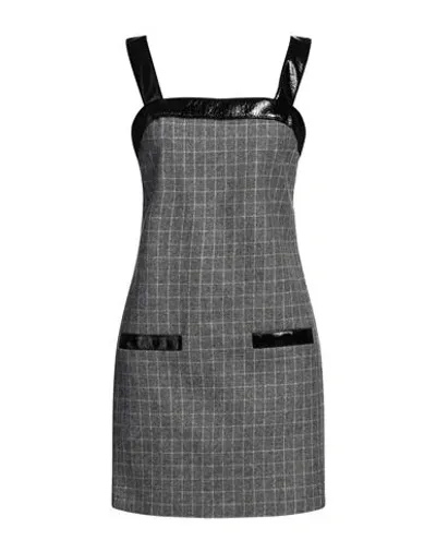 Maje Checked Twill Mini Dress In Grey