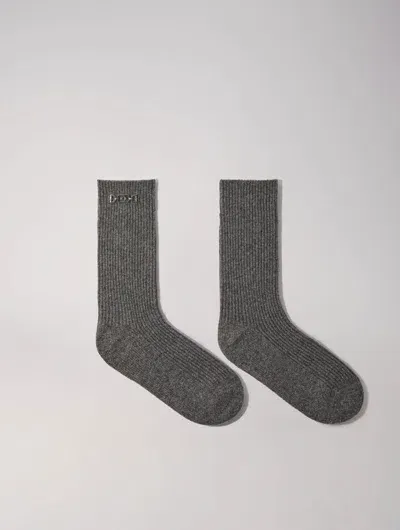 Maje Wool Blend Socks In Grey