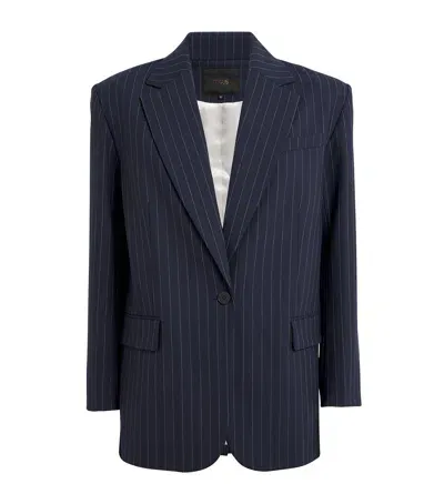 Maje Wool-blend Striped Blazer In Blue