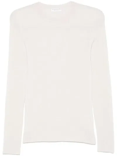 Majestic Filatures Wool Crewneck Sweater In White