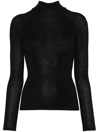 Majestic Fine-ribbed Sweater In Black