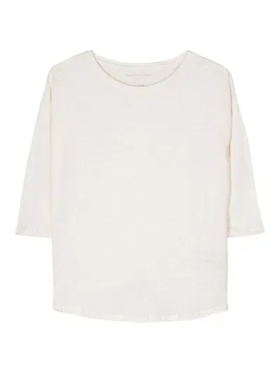 Majestic Linen Boat-neck Sweater In Beige