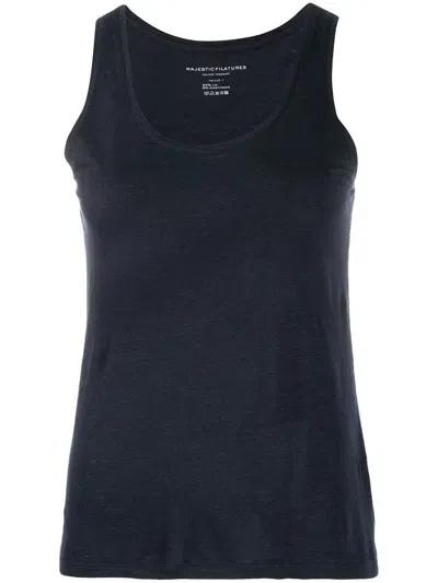 Majestic Linen Tank Top In Blue