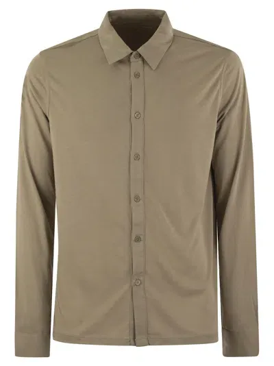 Majestic Long-sleeved Shirt In Lyocell And Cotton In Sand