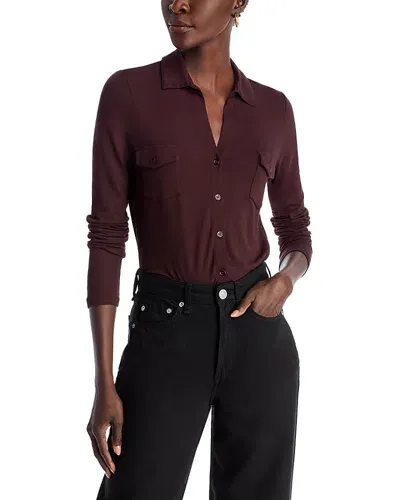 Majestic Point Collar Button Front Shirt In Aubergine