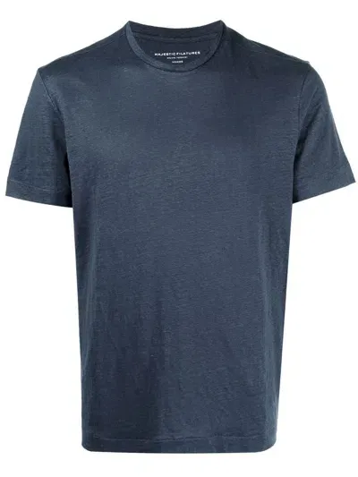 Majestic V-neck T-shirt In Marine